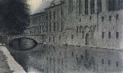 Fernand Khnopff memory of Flanders A canal painting